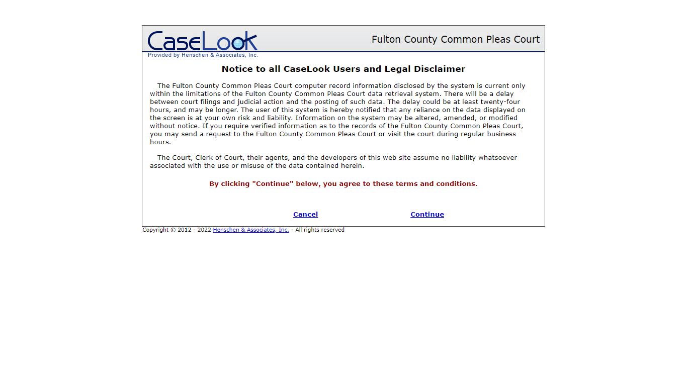 Fulton County Common Pleas Court - Record Search