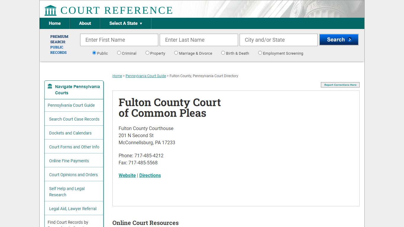 Fulton County Court of Common Pleas